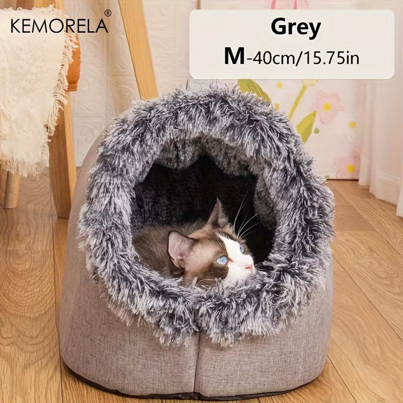 Winter Cat Bed Self-Warming Puppy House Cozy Cat Sleeping Cave Beds Indoor Kitten Nest Kennel Hut for Small Medium Cats