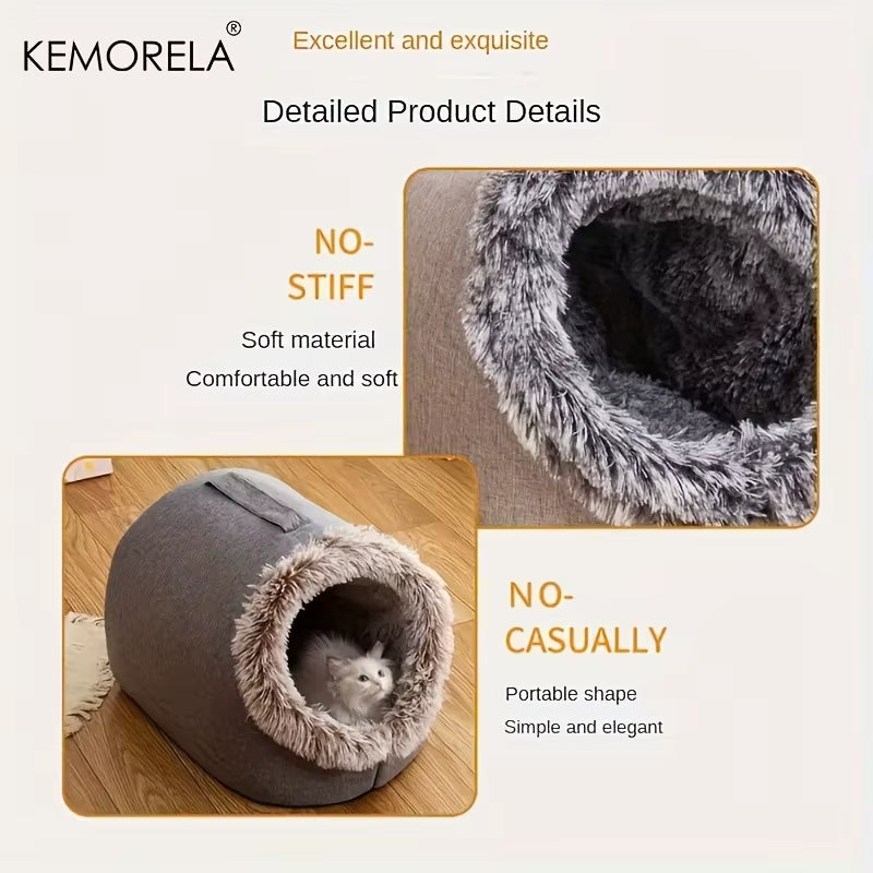Winter Cat Bed Self-Warming Puppy House Cozy Cat Sleeping Cave Beds Indoor Kitten Nest Kennel Hut for Small Medium Cats