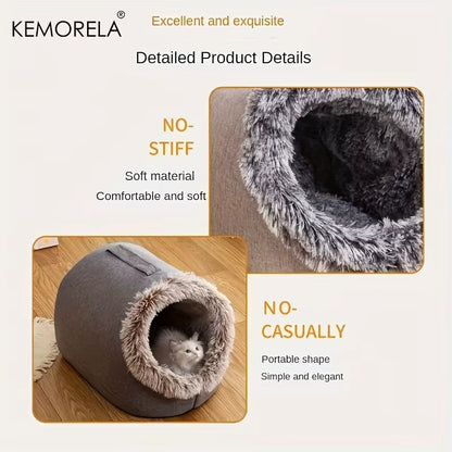 Winter Cat Bed Self-Warming Puppy House Cozy Cat Sleeping Cave Beds Indoor Kitten Nest Kennel Hut for Small Medium Cats